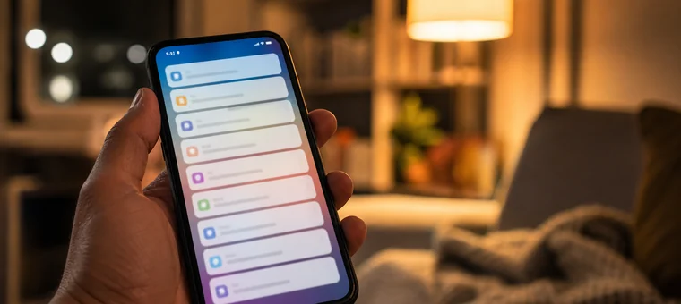 Ein Smartphone voller Benachrichtigungen am Wochenende. KI-generiertes Bild.